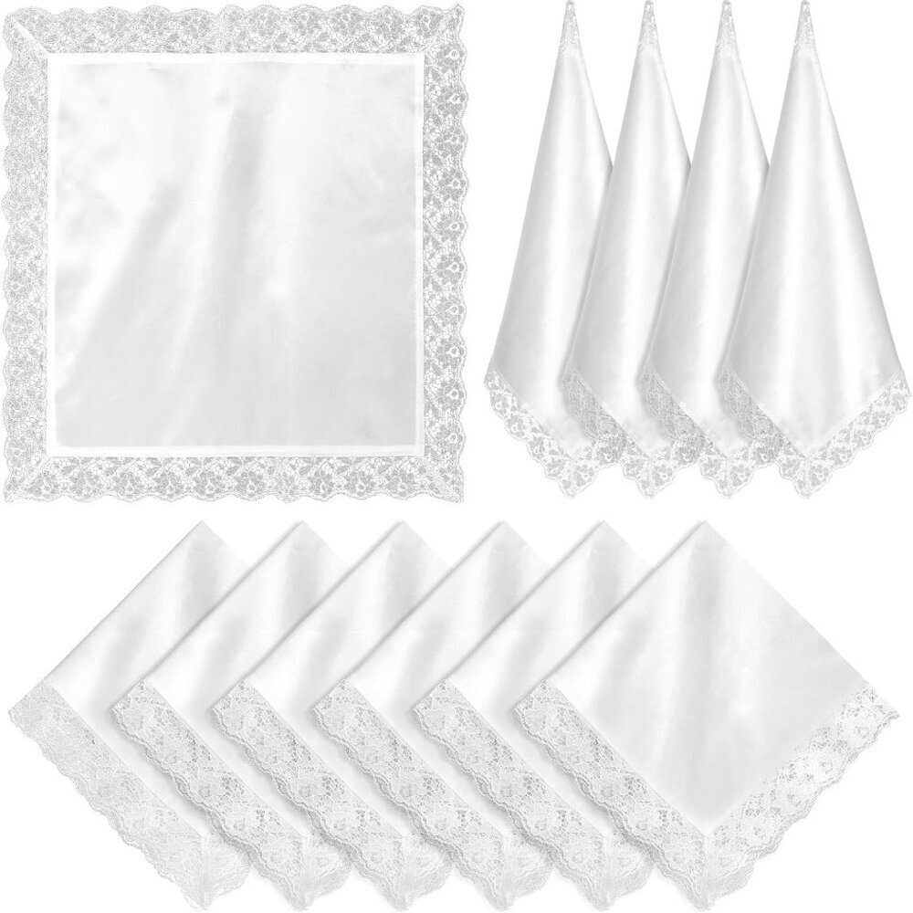 Women Lace Satin Lap Scarf 23'' Set Of 6 Wedding Church Dress Accessories